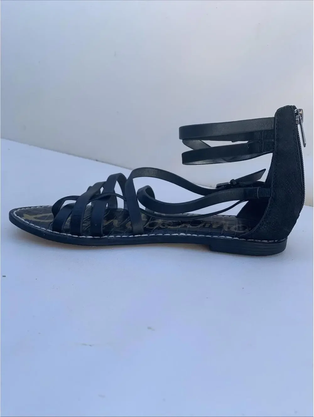Sam Edelman Gladiator Sandals Black Flats Sz 9 Womens - Picture 4 of 11
